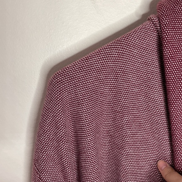 Tommy Hilfiger bird’s eye burgundy shawl pima cotton blend  open cardigan size M - Picture 6 of 12